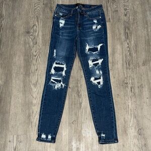 Judy Blue Dark Blue Distressed Skinny Jeans